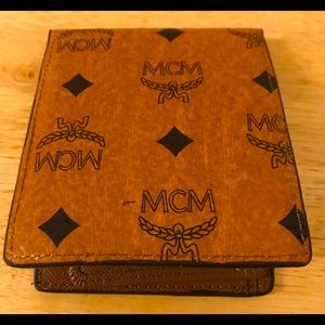 MCM Wallet Brown Black monogram leather father NEW